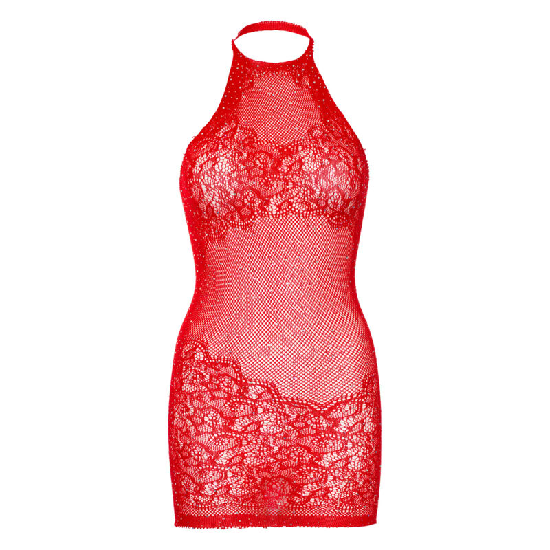 LEG AVENUE - MINI VESTIDO CON PEDRERÍA TALLA ÚNICA - BLANCO