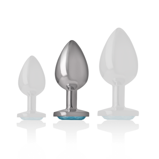 INTENSE - ALUMINUM METAL ANAL PLUG WITH BLUE GLASS SIZE M