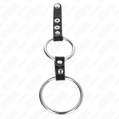 KINK - DOUBLE PENIS RING 3.8 CM TO 5 CM CONNECTED BY LEATHER