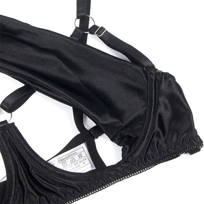 SUBBLIME - 955205 BRA SET WITH ADJUSTABLE BLACK BOW L/XL
