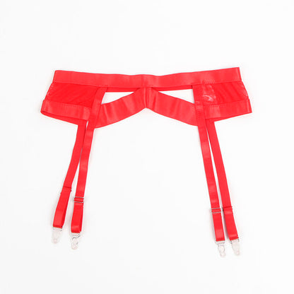 SUBBLIME - 955267 RED BONDAGE BRA WITH GARTER SET L/XL