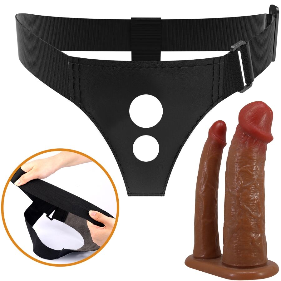 PRETTY LOVE - KEAVEN HARNESS BRIEFS UNIVERSAL & COMFORTABLE DOUBLE DILDO
